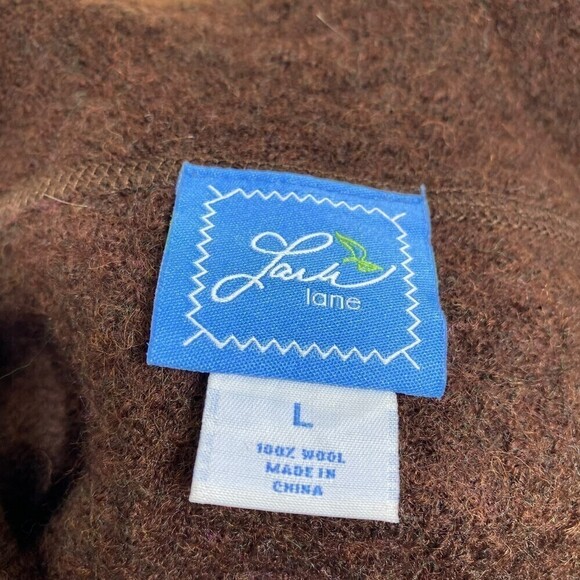 Lark Lane 100% Wool Fringe Brown Shawl/ Cardigan Size Large - Picture 12 of 12